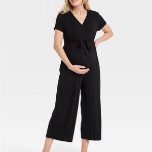 Isabel Maternity Black Jumpsuit with Tie Waist (XS)